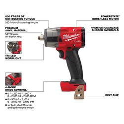 Milwaukee M18 FUEL 1/2 in Impact Wrench w 2PK FORGE 8Ah Batteries