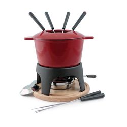 Swissmar Sierra Red 1.6 qt Cast Iron Fondue Set