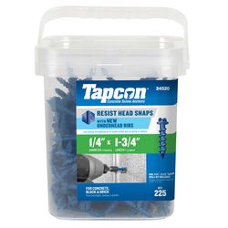 Tapcon 1/4 in. D X 1-3/4 in. L Steel Hex Head Concrete Screw Anchor 225 pk