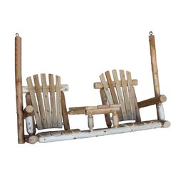 Lakeland Mills Contoured Comfort 2 Person Natural Wood Rustic Northwoods Porch Swing