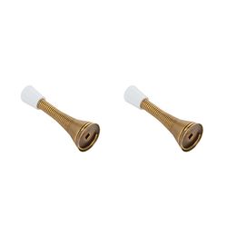 National Hardware 3 in. L Steel w/Rubber Tip Antique Brass Gold Spring Door Stop Mounts to wall .75
