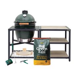 Big Green Egg 18.25 in. Large EGG Package with Modular Nest and Side Table with Distressed Acacia In