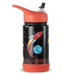 EcoVessel Frost 12 oz Rocket BPA Free Insulated Kids Water Bottle w/Straw