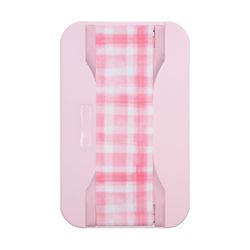 LoveHandle Pink/White Pink Gingham Cell Phone Grip For All Mobile Devices 0.31 ft. L