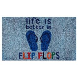 Home & More 1.42 W X 2.42 L Multi-color Life is Better in Flip Flops Coir Door Mat