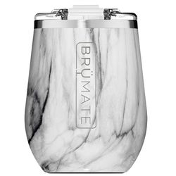 BruMate Uncork'd 14 oz Carrara BPA Free Wine Tumbler with Lid