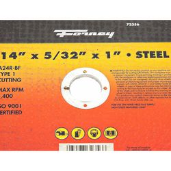 Forney 14 in. D X 1 in. X 5/32 in. thick Aluminum Oxide Metal Cutting Wheel 1 pc