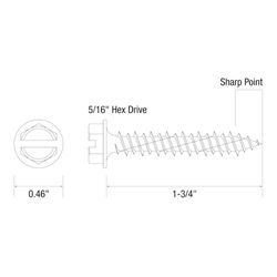 Grip-Rite 1/4 in. wipes X 1-3/4 in. L Slotted Hex Washer Head Coarse Concrete Screws