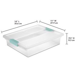 Sterilite 5.7 qt Clear Clip Storage Box 3.25 in. H X 11 in. W X 14 in. D Stackable
