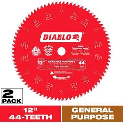 Diablo 12 in. D X 1 in. TiCo Hi-Density Carbide Circular Saw Blade Set 44 teeth 2 pk