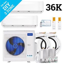 MRCOOL DIY 5th Gen (18 kbtu, 18 kbtu) 2 Zone 36000 BTU 23 SEER Ductless Mini Split Heat Pump System