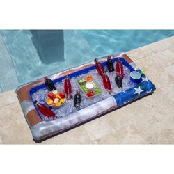 PoolCandy Stars and Stripes Multicolored PVC Inflatable Buffet Cooler Pool Float