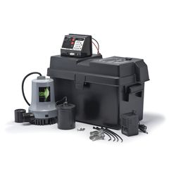 ECO-FLO 1/4 HP 2700 gph Thermoplastic Tethered Float Switch Battery Backup Sump Pump 8 ft³