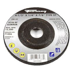 Forney 4-1/2 in. D X 7/8 in. in. X 1/4 in. thick Metal Grinding Wheel 1 pc