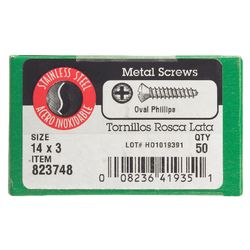 HILLMAN No. 14 in. X 3 in. L Phillips Oval Head Sheet Metal Screws 50 pk