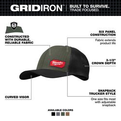 Milwaukee Gridiron Trucker Hat Green One Size Fits Most