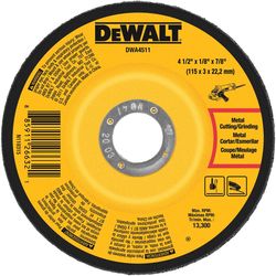 DeWalt 4-1/2 in. D X 7/8 in. X 1/8 in. thick Aluminum Oxide Cutting/Grinding Wheel 1 pc