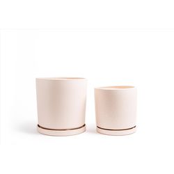 Momma Pots Gemstone Cylinder Porcelain Planter Set White Sesame