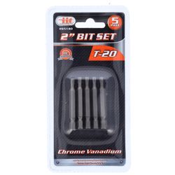 JMK Illinois Industrial Tool Torx 20 mm Power Bit Set Chrome Vanadium Steel 5 pc