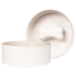 Pet Shop by Fringe Studio White Bone Ceramic 3.75 cups Slow Feeder For Dogs