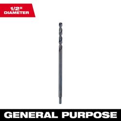 Milwaukee 1/2 in. X 12 in. L Black Oxide Aircraft Length Drill Bit 3-Flat Shank 1 pc