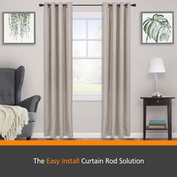 Kenney Fast Fit Oil Rubbed Bronze Brass Modern/Contemporary Curtain Rod 42 in. L X 120 in. L