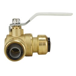 Apollo Tectite 3/4 in. Brass Push Fit 3-Way Ball Valve Standard Port Quarter-Turn Lever For Potable