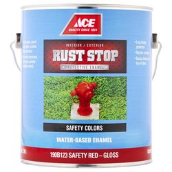 Ace Rust Stop Indoor and Outdoor Gloss Safety Red Water-Based Enamel Rust Prevention Paint 1 gal