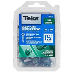 Teks No. 9 X 1-1/2 in. L Hex Drive Hex Washer Head Self Tapping Roofing Screws