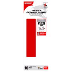 Diablo 11-1/4 in. L X 4-3/16  W 220 Grit Ceramic Blend Drywall Sanding Sheet 10 pk