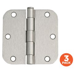 Design House 3.5 in. L Satin Nickel Door Hinge 3 pk
