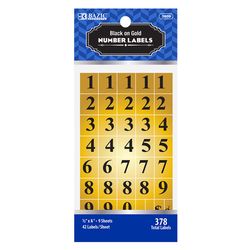 Bazic Products 1/2 in. H X 5/8 in. W Rectangle Black Gold Foil Number Label 378 pk