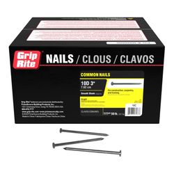 Grip-Rite 10D 3 in. Common Bright Steel Nail Flat Head 50 lb