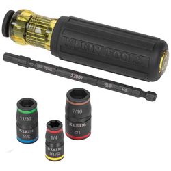 Klein Tools 1/4 in. X 1/4 to 1/2 in. drive SAE 6 Point Flip Impact Socket Set 1 pc