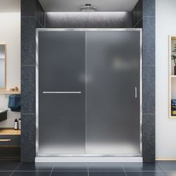 DreamLine Infinity-Z 72 in. H X 56-60 in. W Chrome Semi-Frameless Shower Door