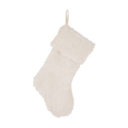 Glitzhome White Faux Fur Christmas Stocking 1.1 in.