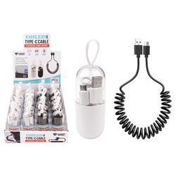 Diamond Visions Assorted Coiled Cord USB-A to USB-C Cable For All Mobile Devices 6 ft. L