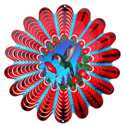 Spinfinity Designs Multi-color Stainless Steel 12 in. Animated Red Hummingbird Large Outdoor Spinner