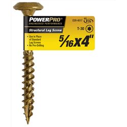 PowerPro 5/16 in. X 4 in. L Star Carbon Steel Lag Screw 1 pk