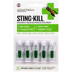 Sting Kill Clear/Green Anesthetic Swabs 5 pk