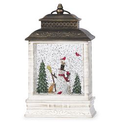 Roman Confetti Lite LED Multicolored Snowman Swirl 2Tone Lantern Indoor Christmas Decor 10.5 in.