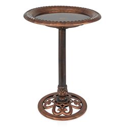 Alpine Bronze Plastic 20.25 in. Bird Bath with Stake