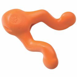 West Paw Zogoflex For Dog Orange Synthetic Rubber Tizzi Tug Toy Dog Treat Toy/Dispenser Large