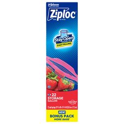Ziploc Grip 'n Seal Technology 1 gal Clear Zipper Storage Bag 22 pk