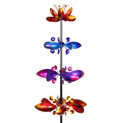 Exhart Multicolored Metal 72 in. H X 17 in. L X 17 in. W Lotus Flower Garden Stake Spinner