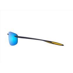 Maui Jim Hookipa Ultra Sunglasses Unisex Matte Solid Dark Blue w/Yellow Frame Blue Hawaii Lens Polar