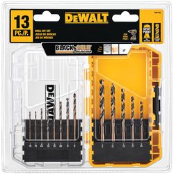 DeWalt Black & Gold Assorted High Speed Steel Split Point Drill Bit Set 3-Flat Shank 13 pc