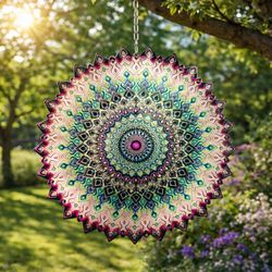 Spinfinity Designs Stainless Steel 12 in. Mandala Rose Wind Spinner
