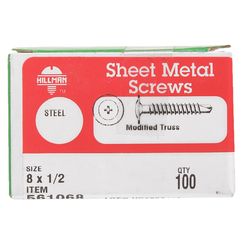 HILLMAN No. 8 Ga. X 1/2 in. L Phillips Truss Head Self-Drilling Screws 100 pk