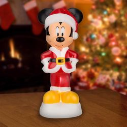 Disney LED Multicolored Mickey Mouse Santa Blow Mold Table Decor 14 in.